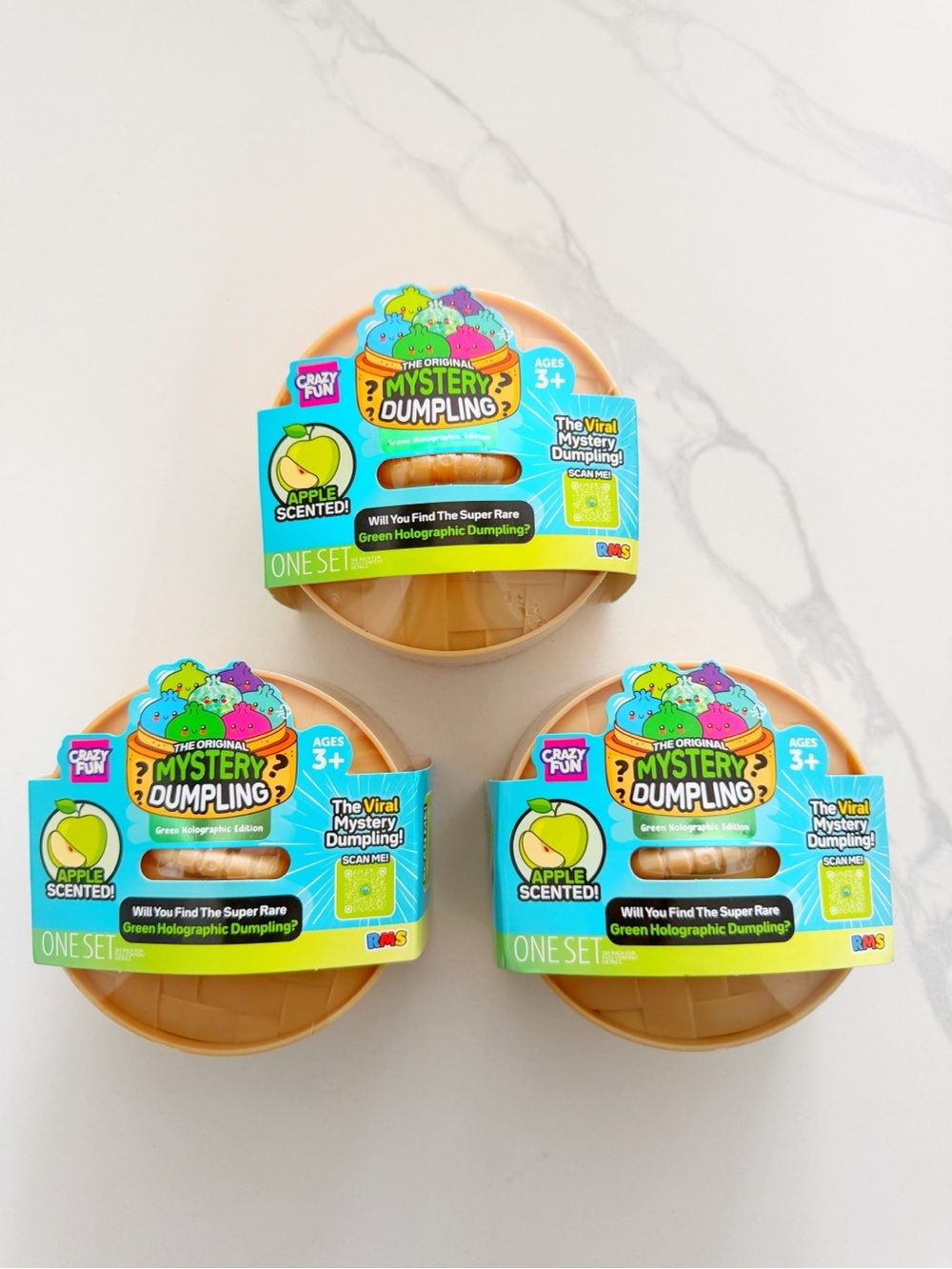NEW Set of 3 RMS Crazy Fun Mystery Dumpling Green Apple Scented🍏 Edition RARE